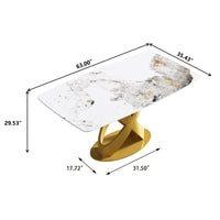 63/70.9inch Sizes & 3 Colors Rectangular Marble Dining Table – Gold/Black Carbon Steel X-Base