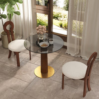 Light Luxury Conversation Table – Multi-Shape & Material Options + Column-Pattern Solid Wood Leg, Light Retro Leisure Table