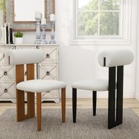 Modern Light Luxury Teddy Fabric Dining Chair Set of 2