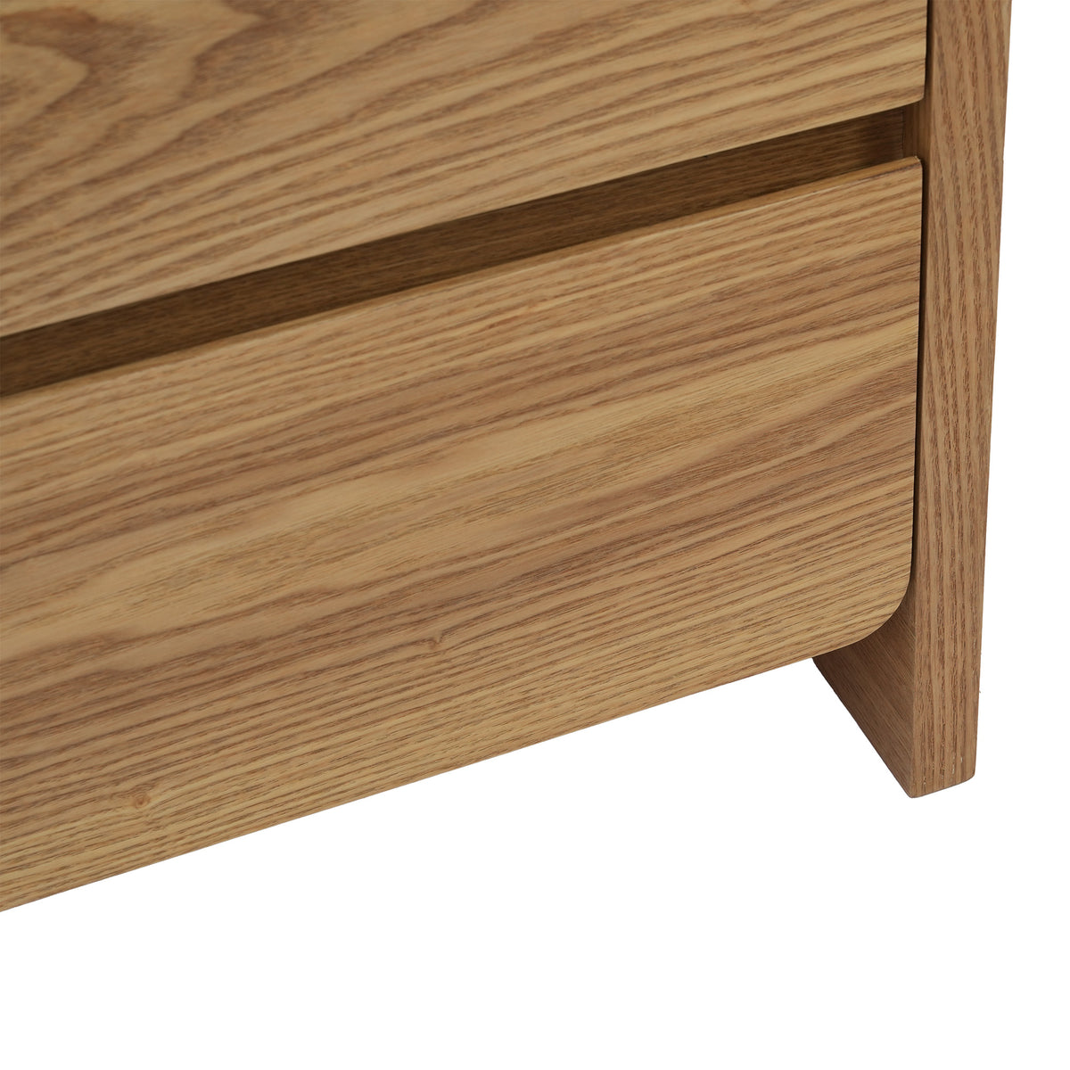 Natural Wood Tone 2-Drawer Nightstand, Modern Minimalist Bedside Table