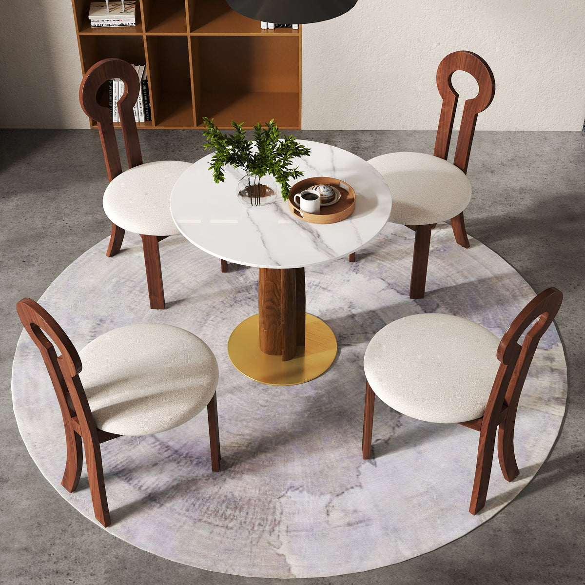 Light Luxury Conversation Table – Multi-Shape & Material Options + Multi-Column Solid Wood Leg, Retro Luxury Leisure Table
