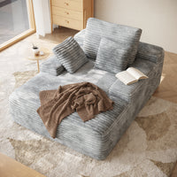 Modular Corduroy Lazy Sofa – Convertible Single Chaise Lounge with Pillows for Living Room/Bedroom