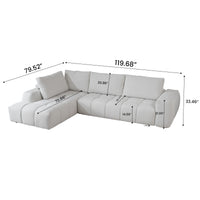 L-Shaped Sectional Sofa with Oversized Grid Cushions & Fixed Chaise