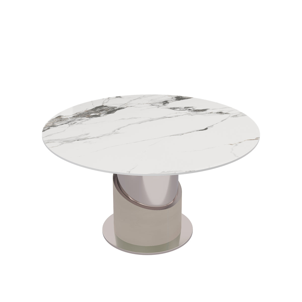 2 Sizes & 3 Colors Sintered Stone Dining Table Optional Rotating Tray Light Luxury Round Table Set for Home