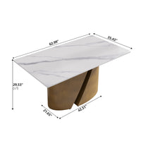 2 Sizes & 3 Colors Rectangular Dining Table – Artistic Gold Pedestal Base