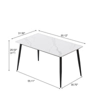 3 Sizes & 3 Colors Rectangular Dining Table – 2-Tone Tapered Metal Legs