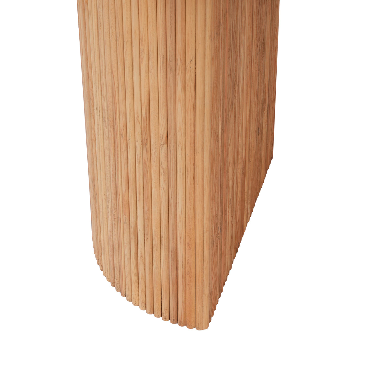 Modern Oval Fluted Pedestal Dining Table – Solid Wood Grain Tabletop for Dining Room