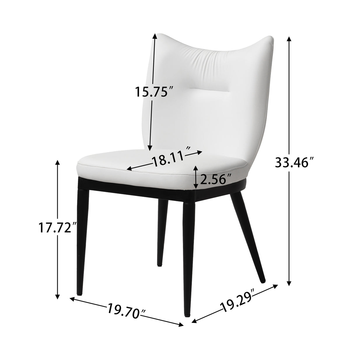 Vegan Leather Upholstered Dining Chairs, Black Carbon Steel Frame, 2/4 Pack Per Box Modern Arched Back Dining Side Chairs