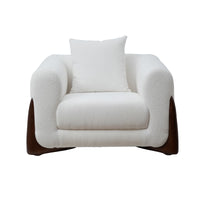 Artistic Sherpa Couch Sofa with Solid Wood Legs