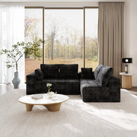 Modern Horizontal-Rib Fabric 4-Seater Sofa – 4-Color Options, Modular Upholstered Sofa for Living Room
