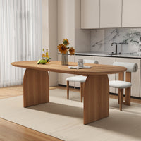 Curved Leg Oval Dining Table – 2 Color Options & 3 Sizes (Natural Wood/Black)