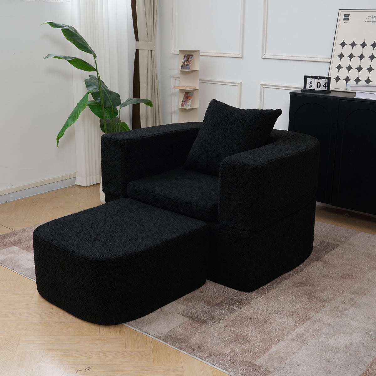 Foldable Sofa Bed, Compressed Pure Sponge Teddy Velvet Floor Couch, 4 Color Options Multi-Functional Sleeper Chair for Living Room Bedroom