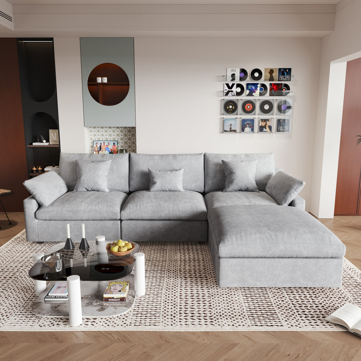 Modular Sofa – Multi-Color Chenille Fabric with Ottoman, Configurable Sectional for Living Room