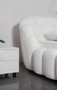 Bubble Tufted Platform Bed – Lamb Wool Upholstered Bed Available in Queen (60×80in) & King (76×80in) Frame Sizes