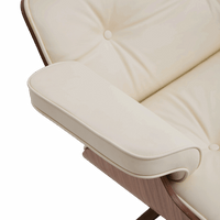 Modern Classic Leather Lounge Chair with Ottoman