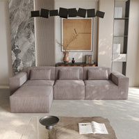Compressible Modular Sectional Sofa – Cloud Velvet Fabric + Flexible Assembly, Minimalist Relaxed Vibe Living Room Sofa