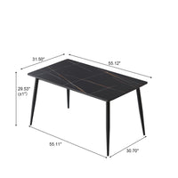 3 Sizes & 3 Colors Rectangular Dining Table – 2-Tone Tapered Metal Legs