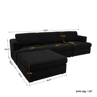 Modular L-Shaped Boucle Sectional Sofa, 2 Color Options, Freely Reconfigurable Fabric Couch with Chaise Lounge