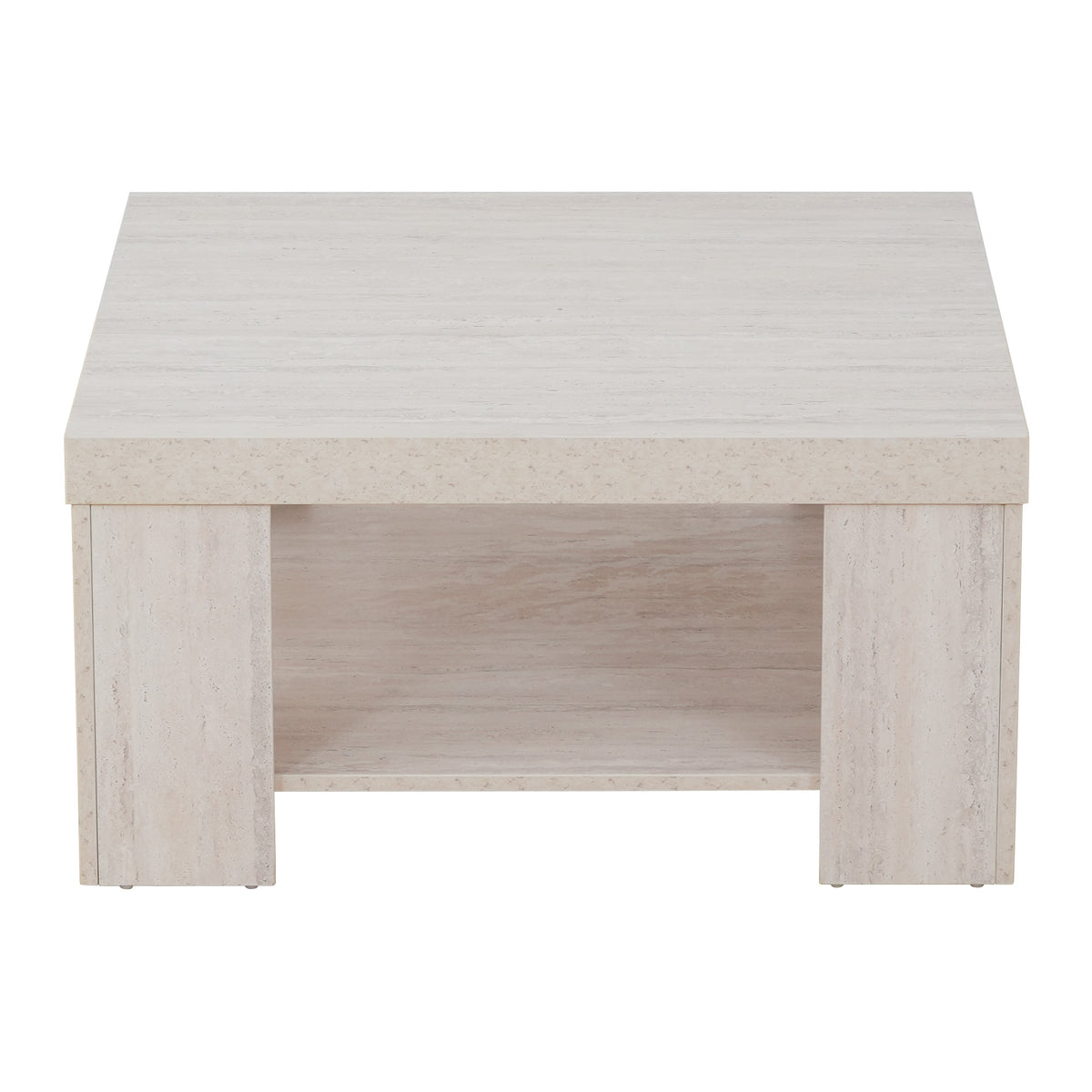 Travertine Block Leg Square Coffee Table