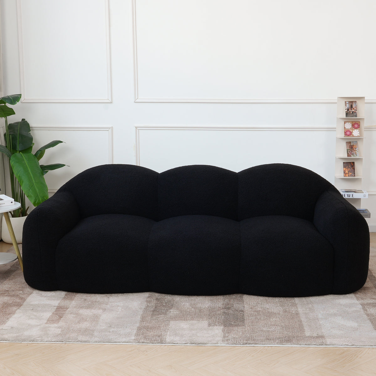 Double Armrest Cloud Sofa, Compressed Pure Sponge Teddy Velvet Couch, 4 Color Options Plush Upholstered Sofa for Living Room