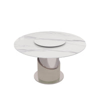 2 Sizes & 3 Colors Sintered Stone Dining Table Optional Rotating Tray Light Luxury Round Table Set for Home