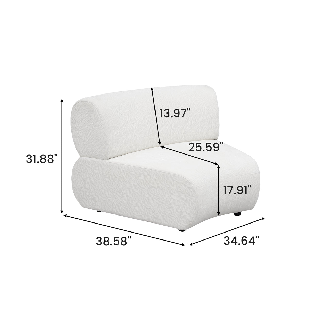 Curved Modular Sofa with Textured Fabric – Modern Minimalist Sectional