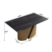 2 Sizes & 3 Colors Rectangular Dining Table – Artistic Gold Pedestal Base