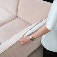 L-Shaped Linen-Look Sectional Sofa with Solid Wood Legs, Modular Chaise Couch for Living Room