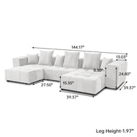 Large-Size Modular Sectional Sofa – Soft Velvet Fabric + 3D Cushions, Open Relaxed Vibe Living Room Sofa