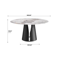 2 Sizes Round Pandora-Color Dining Table – Optional Rotating Lazy Susan, Black Pedestal Base