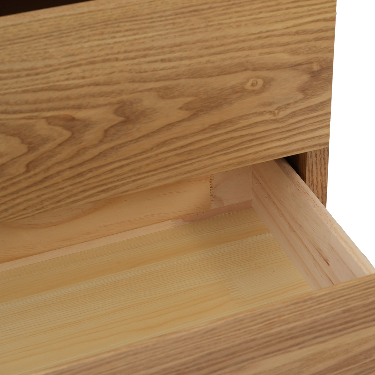 Natural Wood Tone 2-Drawer Nightstand, Modern Minimalist Bedside Table