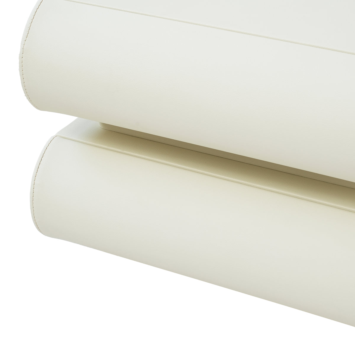 Cream Upholstered 2-Drawer Nightstand with Curved Handles – Modern Bedside Table