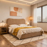 Wave-Shaped Upholstered Platform Bed – 2 Color Options, Queen & King Size