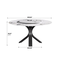 2 Sizes & 3 Colors Round Marble-Pattern Dining Table – Optional Rotating Lazy Susan, 2-Tone X-Shaped Metal Legs