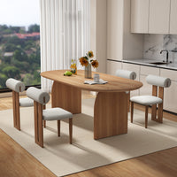 Curved Leg Oval Dining Table – 2 Color Options & 3 Sizes (Natural Wood/Black)