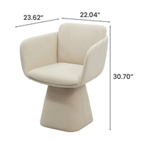 Rotatable Upholstered Dining Chair – Beige, Modern Accent Chair with Flared Pedestal Base