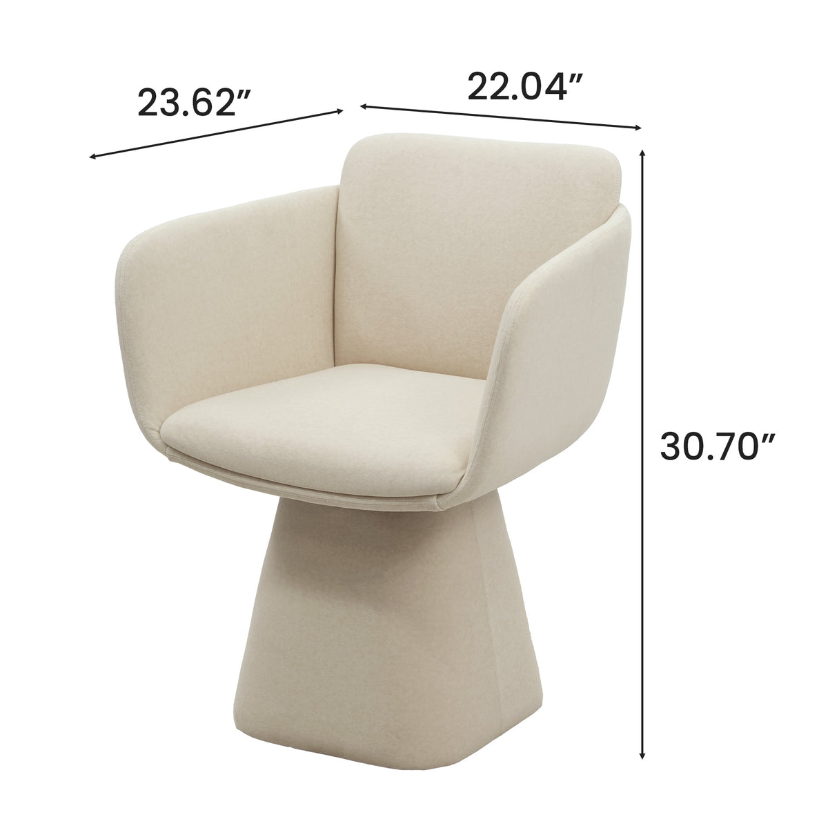 Rotatable Upholstered Dining Chair – Beige, Modern Accent Chair with Flared Pedestal Base