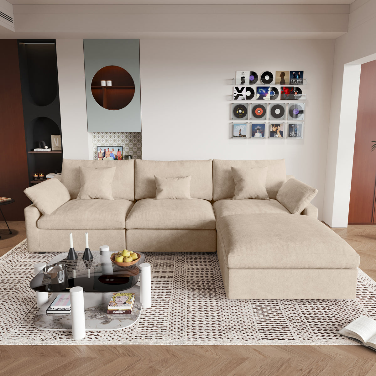 Modular Sofa – Multi-Color Chenille Fabric with Ottoman, Configurable Sectional for Living Room