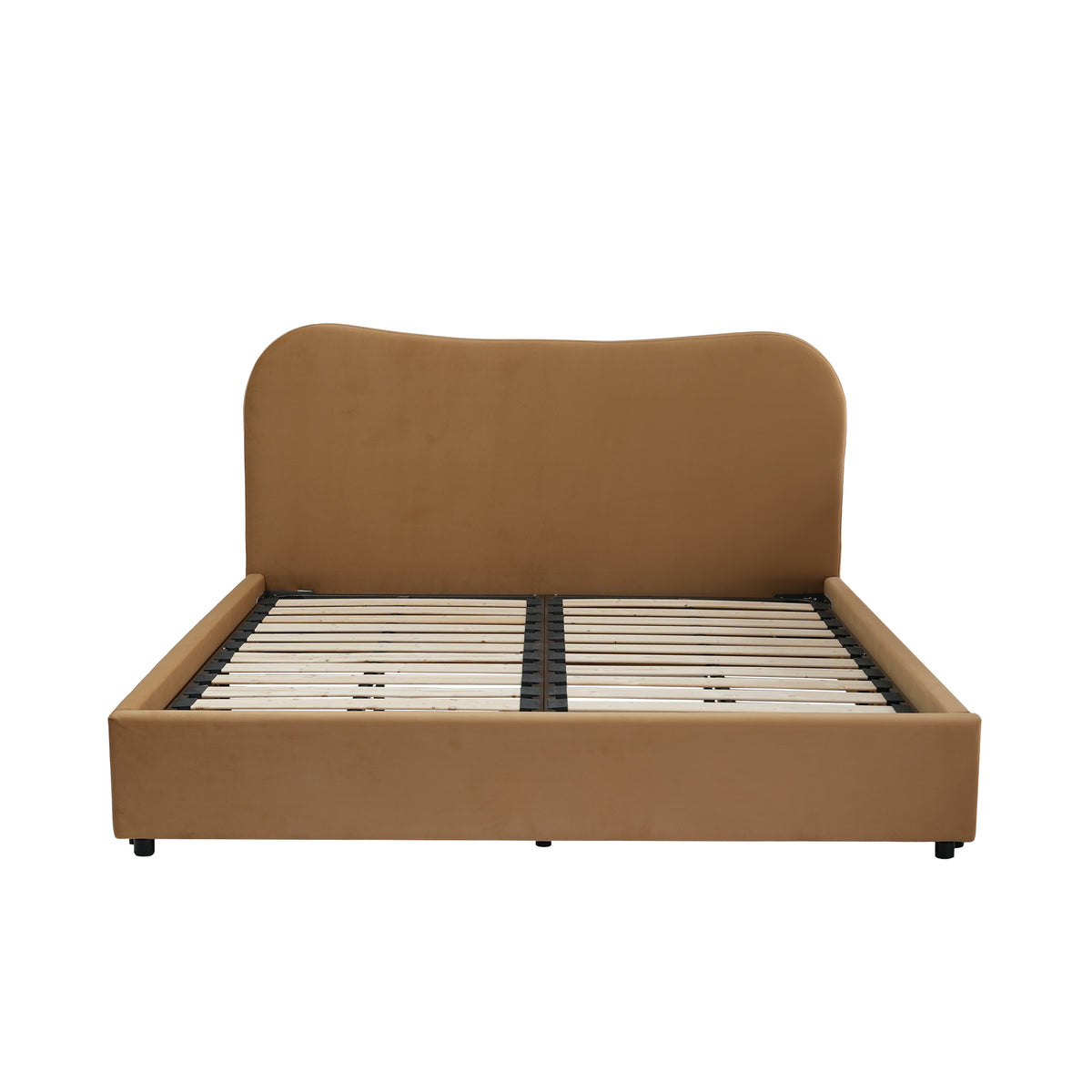 Wave-Shaped Upholstered Platform Bed – 2 Color Options, Queen & King Size