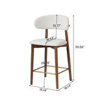Modern Backrest Upholstered Bar Stool Set – Solid Wood Frame, Metal Footrest, 2-Pack Per Box