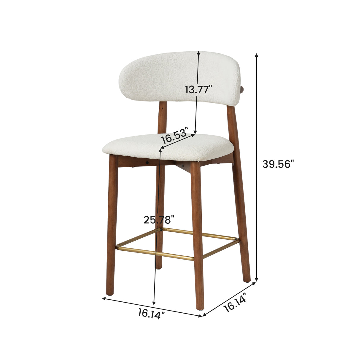 Modern Backrest Upholstered Bar Stool Set – Solid Wood Frame, Metal Footrest, 2-Pack Per Box