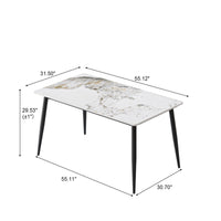 3 Sizes & 3 Colors Rectangular Dining Table – 2-Tone Tapered Metal Legs