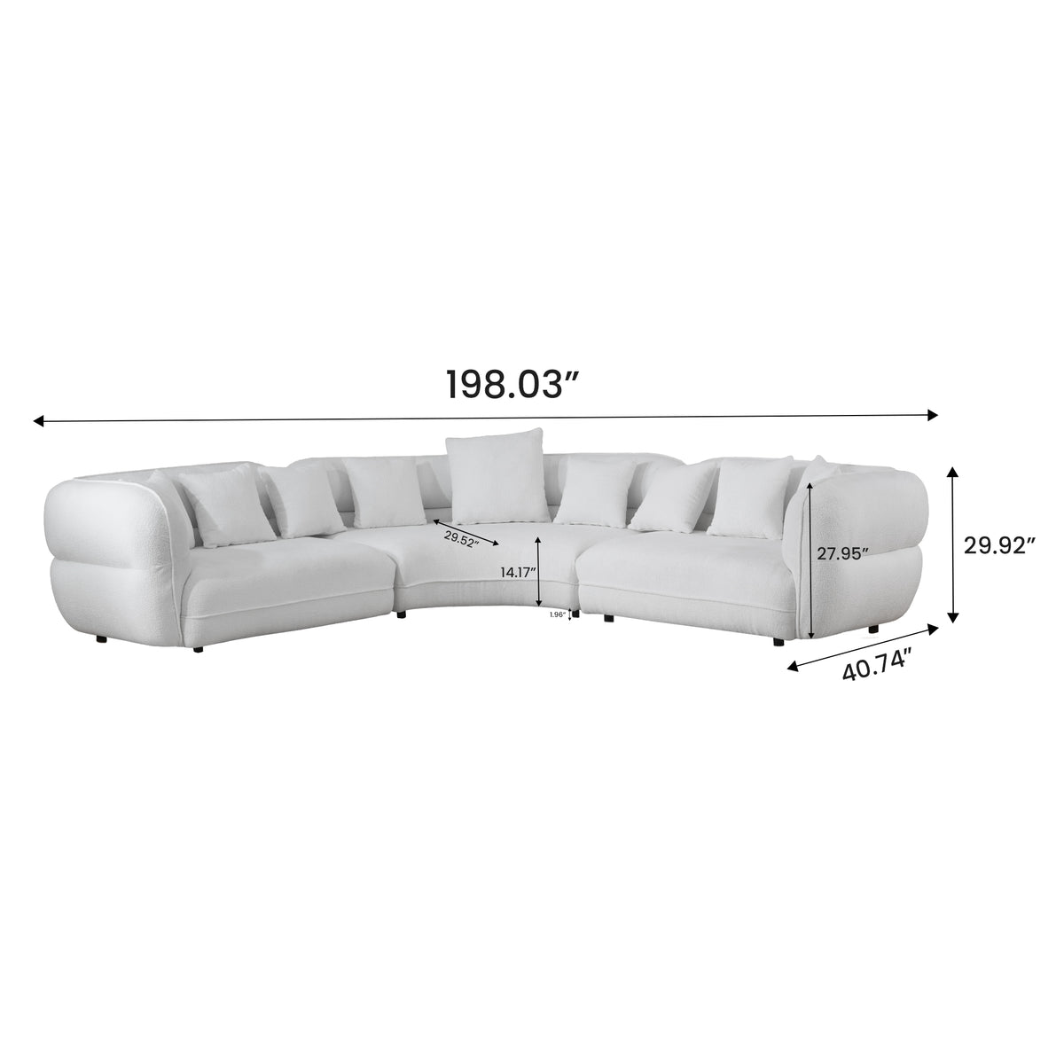 Spacious Sherpa Curved Couch