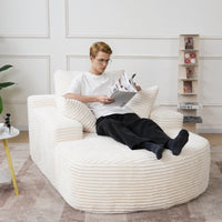 Double Armrest Chaise Lounge Lazy Sofa, Compressed Full Sponge Single Couch, 4 Color Options Corduroy Accent Chair