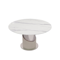 2 Sizes & 3 Colors Sintered Stone Dining Table Optional Rotating Tray Light Luxury Round Table Set for Home