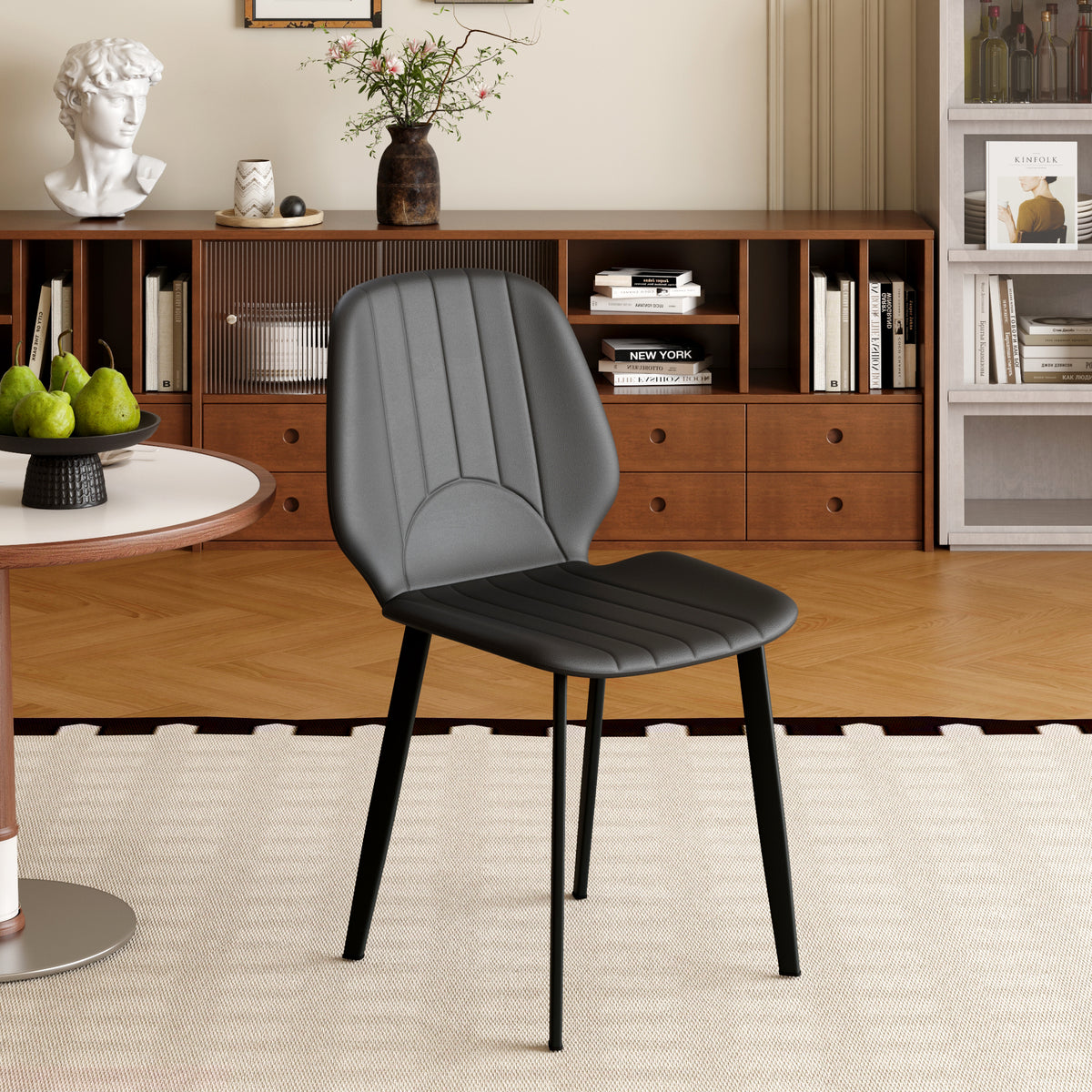 Modern Vertical Stitch PU Upholstered Dining Chair Set – 2 Color Options, 2-Pack / 4-Pack Available