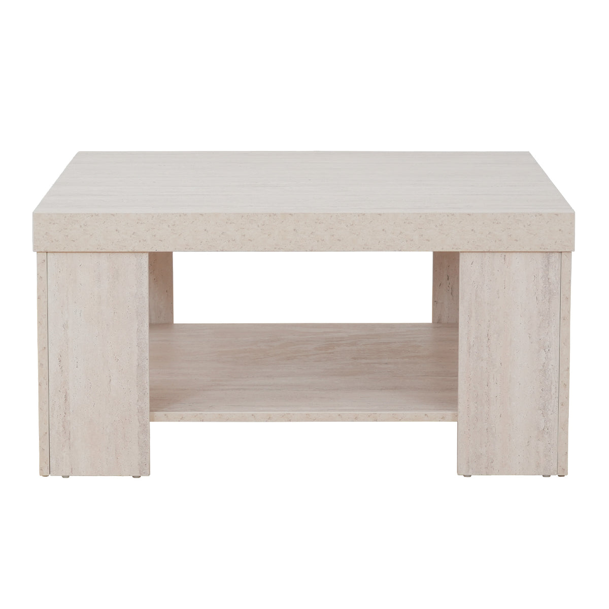 Travertine Block Leg Square Coffee Table