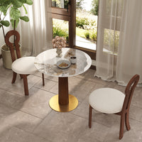 Light Luxury Conversation Table – Multi-Shape & Material Options + Column-Pattern Solid Wood Leg, Light Retro Leisure Table