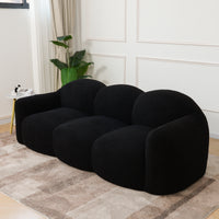 Double Armrest Cloud Sofa, Compressed Pure Sponge Teddy Velvet Couch, 4 Color Options Plush Upholstered Sofa for Living Room