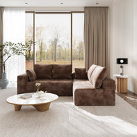 Modern Horizontal-Rib Fabric 4-Seater Sofa – 4-Color Options, Modular Upholstered Sofa for Living Room